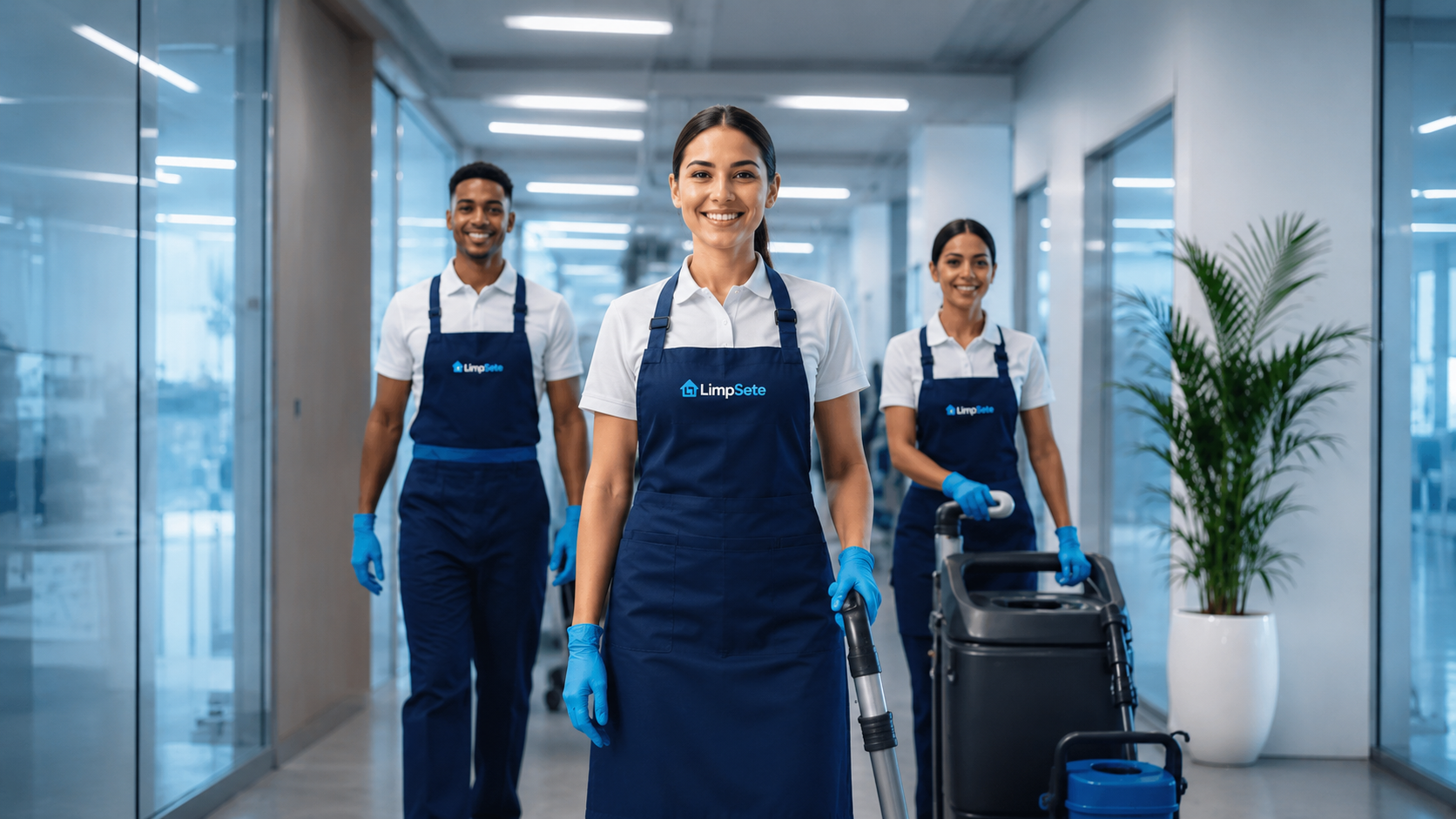 Equipe LimpSete atuando em ambiente corporativo