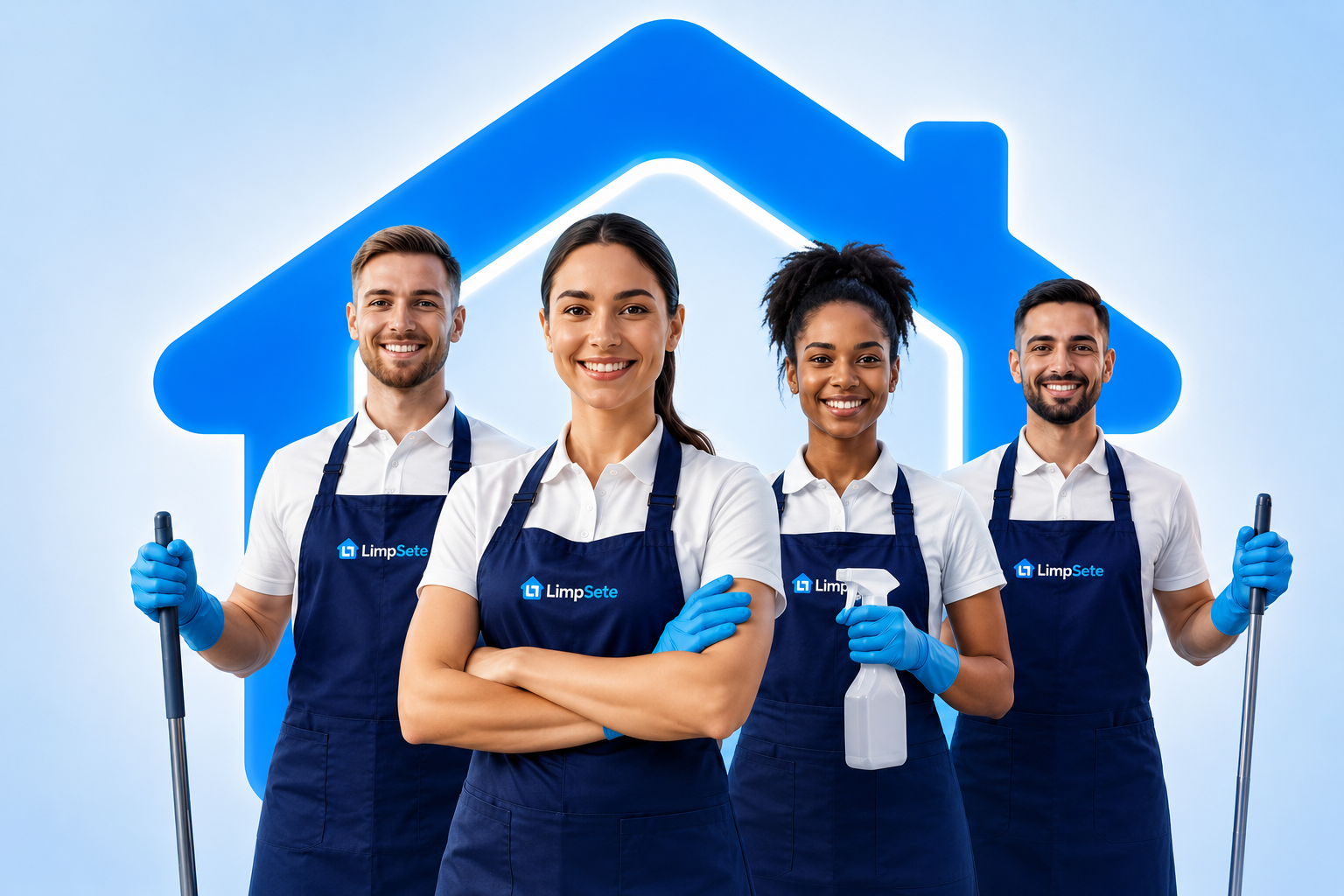 Equipe LimpSete preparada para limpeza profissional